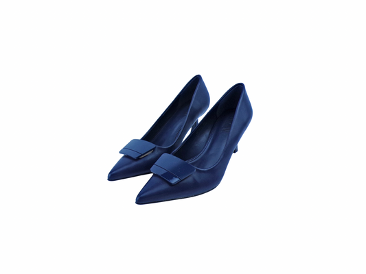 decollete in pelle blu donna