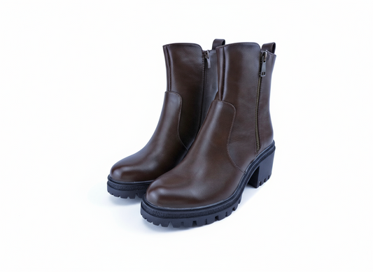 stivaletto marrone in pelle