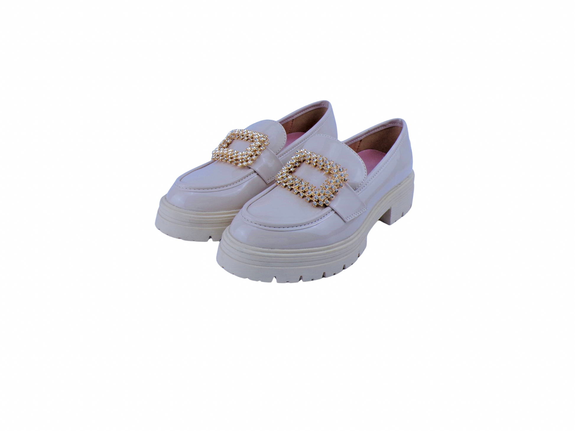 mocassino pelle lucida beige