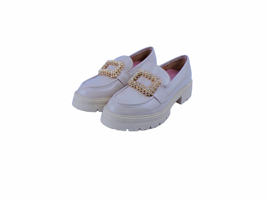 mocassino pelle lucida beige