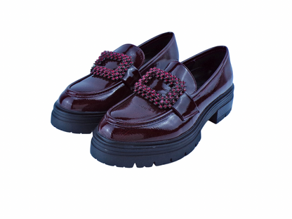 mocassino pelle lucida bordeaux