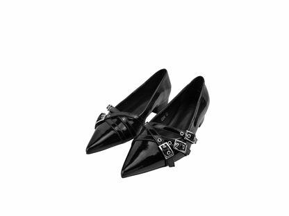 décolleté pelle lucida nero