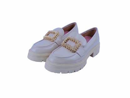 mocassino pelle lucida beige
